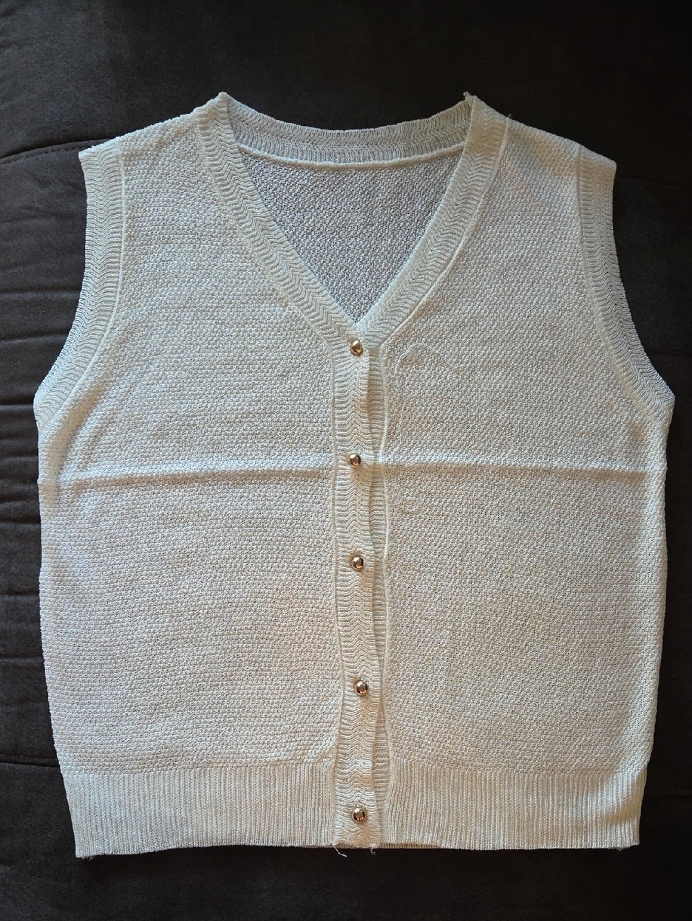 Cream Knit Button-Front Sweater Vest